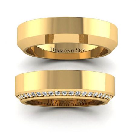 Diamentowy urok - Obrączki ślubne Diamond Sky z żółtego złota z diamentami