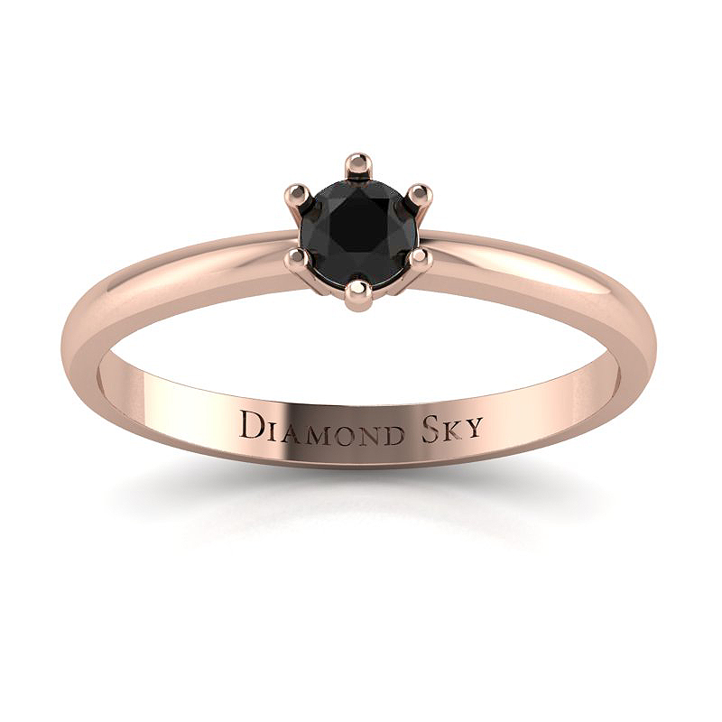 Klasyczny minimalizm - Pierścionek Diamond Sky z różowego z złota z czarnym diamentem