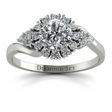 Romantyczna linia - Pierścionek zaręczynowy Diamond Sky, platyna, diamenty