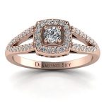 Współczesna elegancja - Pierścionek zaręczynowy z różowego złota z diamentami