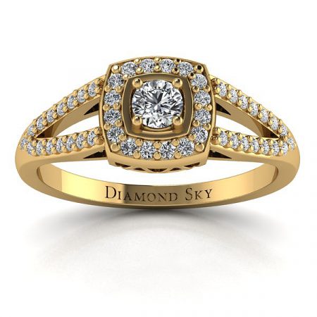 Współczesna elegancja - Pierścionek zaręczynowy z żółtego złota z diamentami