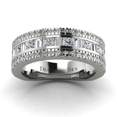 Diamentowy błysk - Obrączka ślubna Diamond Sky, białe złoto, diamenty