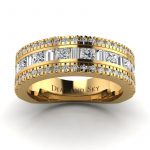Diamentowy błysk - Obrączka ślubna Diamond Sky z żółtego złota z diamentami