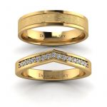 Dopasowanie - Nowoczesne obrączki ślubne z żółtego złota z brylantami