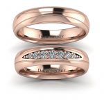 Diamentowe piękno - Półokrągłe obrączki ślubne z różowego złota z brylantami