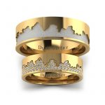 Blask fantazji - Nowoczesne obrączki ślubne z dwukolorowego złota z diamentami