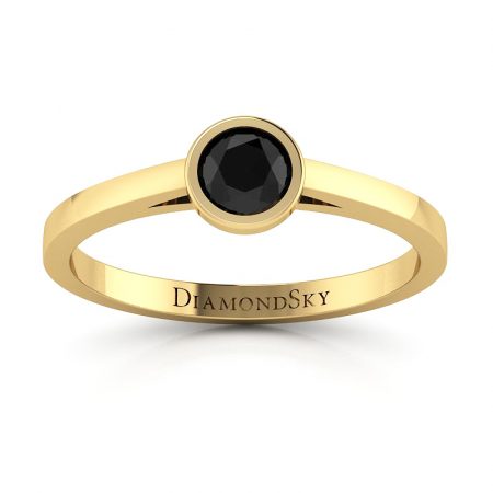 Współczesny minimalizm - Pierścionek Diamond Sky, żółte złoto, czarny brylant