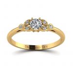 Piękno ukryte w naturze - Pierścionek zaręczynowy z diamentami, żółte złoto, próba 585