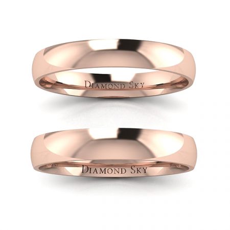 Klasyka piękna - Komplet obrączek Diamond Sky, różowe złoto, 3mm, 4,5mm