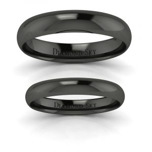 Czarny szyk - Półokrągłe obrączki ślubne z czarnego złota, 585, 3,5mm, 4,5mm