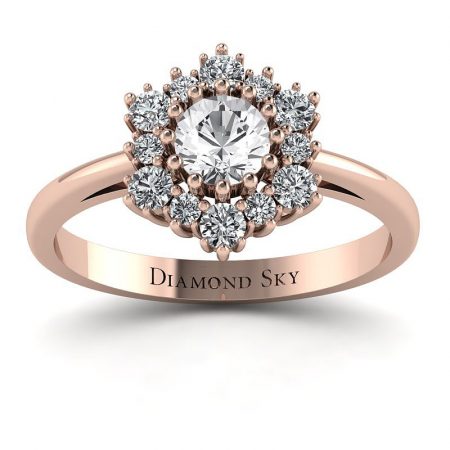 Magia momentu - Pierścionek zaręczynowy z różowego złota z białym szafirem i diamentami Diamond Sky