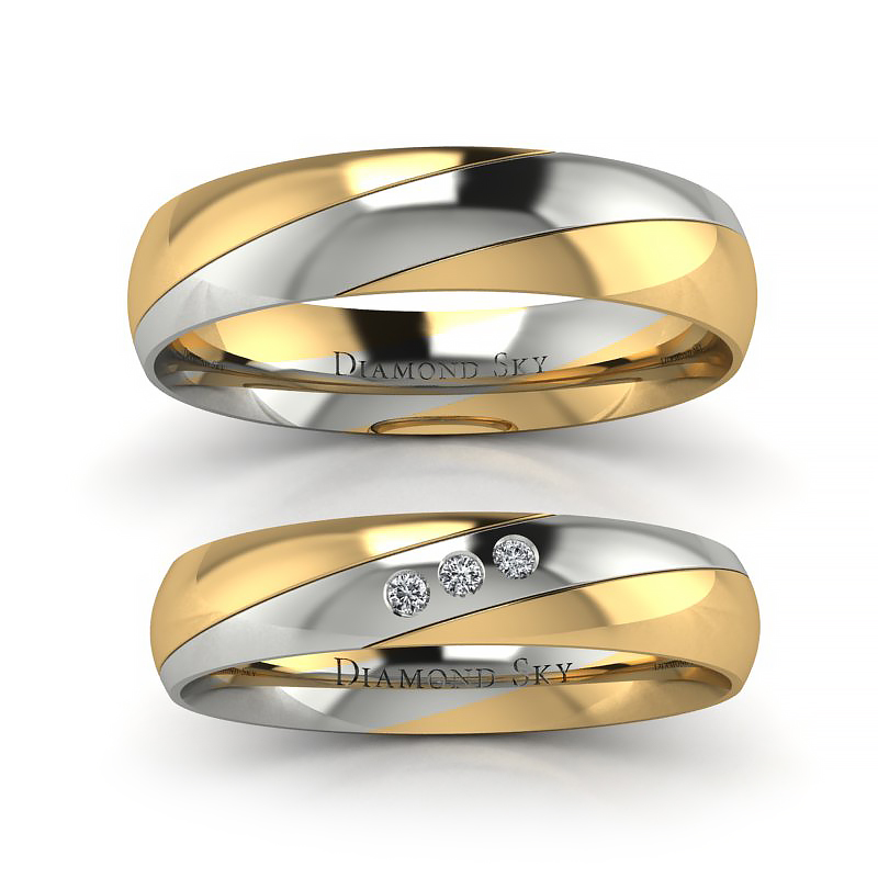 Wieczna miłość – Półokrągłe obrączki ślubne z dwukolorowego złota z diamentami