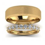 Diamentowy blask – Komplet obrączek ślubnych z żółtego złota z brylantami_1