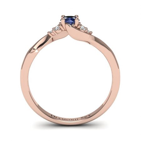 Nieskończony blask - Pierścionek zaręczynowy z różowego złota z szafirem i diamentami - Diamond Sky